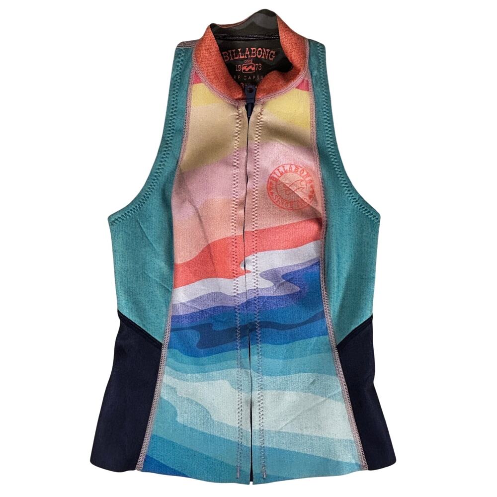 Billabong Salty Dayz Wetsuit Vest Womens 4 Blue Surf Capsule Neoprene Rashguard